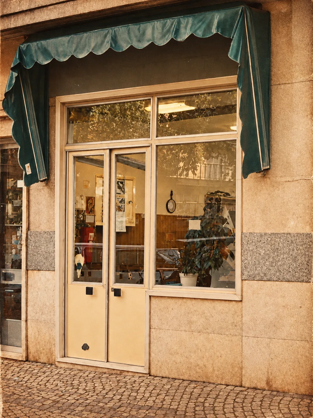 Fachada histórica da barbearia no período dos fundadores